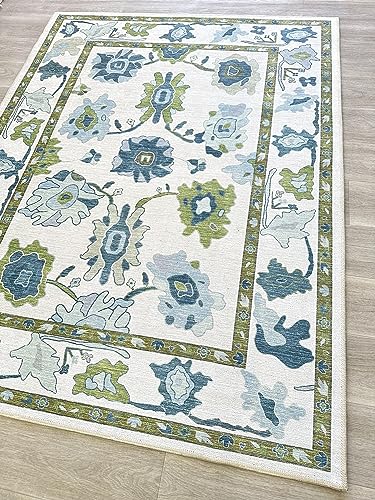 Elevate Your Space with the Green Oushak Rug: A Versatile & Washable Touch of Vintage Charm