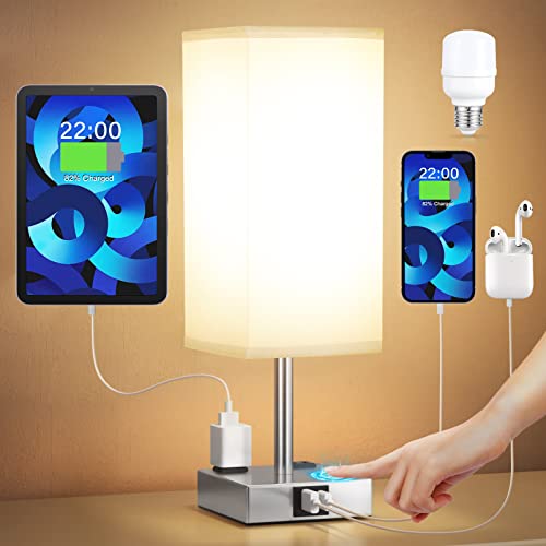 Illuminate Your Space: The Ultimate Touch-Controlled Bedside Lamp with Charging Ports!